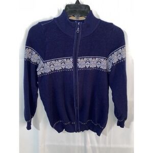 Norlender Breheimen Nordic Merino Wool Full Zip Cardigan Sweater Blue Small